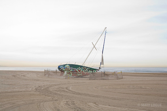 Beached sailboat, Playa Del Rey, CA