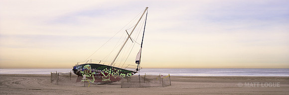 Beached sailboat, Playa Del Rey CA